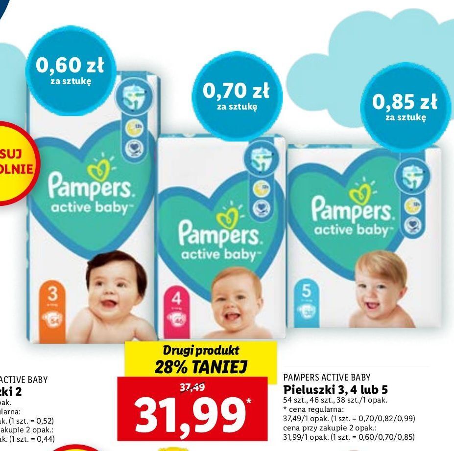 pieluszki pampers 4 active baby-dry 8-14kg 132szt