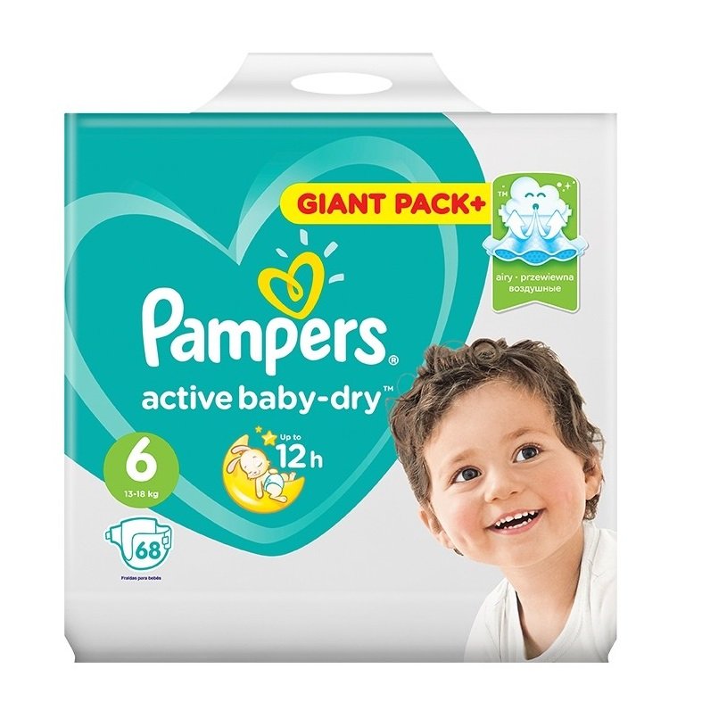 pieluchy pampers active baby 6 mb plus extra large 124sztuki